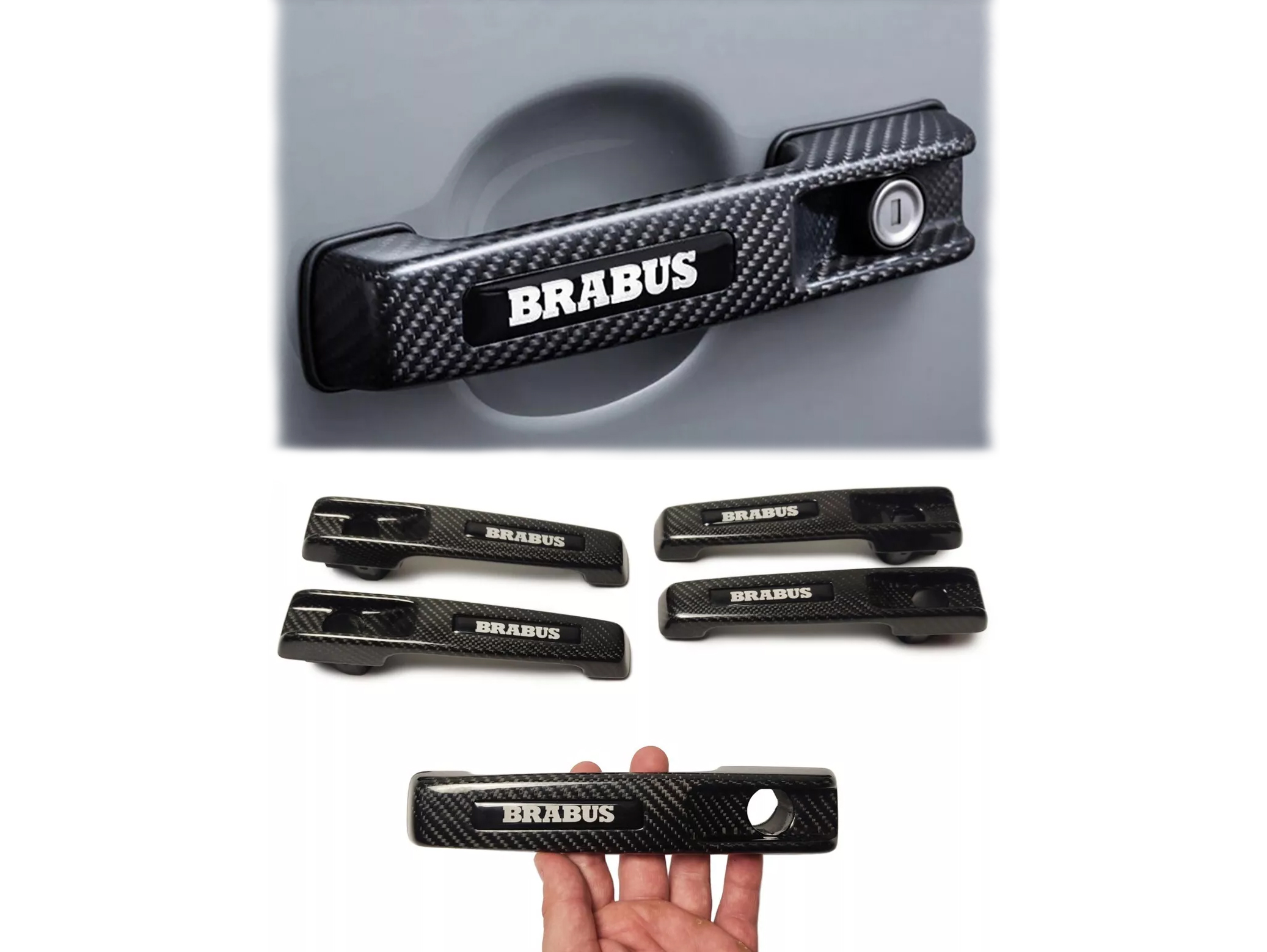 Carbon Fiber Brabus Door Handle Covers for Mercedes-Benz W463 W463A G-Class 5pcs